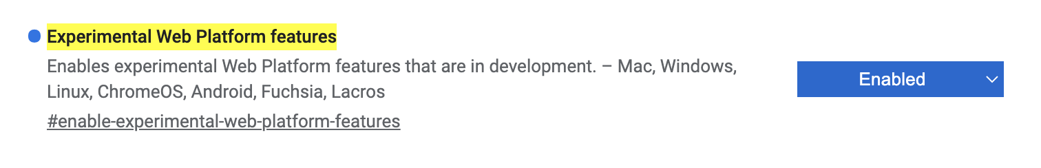 Chrome Experimental Web Platform features